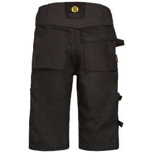 Schwarze Hans Schäfer Workwear Shorts Amazone für Damen, Rückansicht mit großen Taschen und elastischem Bund.