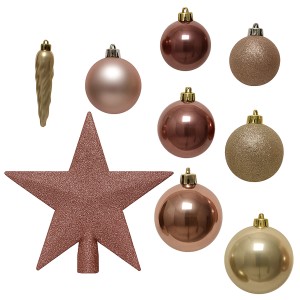 Marelida Christbaumkugeln Weihnachtskugeln Mit Stern Baumspitze Bruchfest Creme Rosa 33St