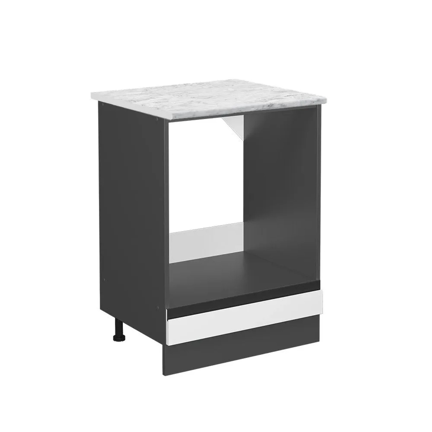 Vicco Herdumbauschrank R-Line Herdschrank Weiß Anthrazit J-Shape AP Marmor