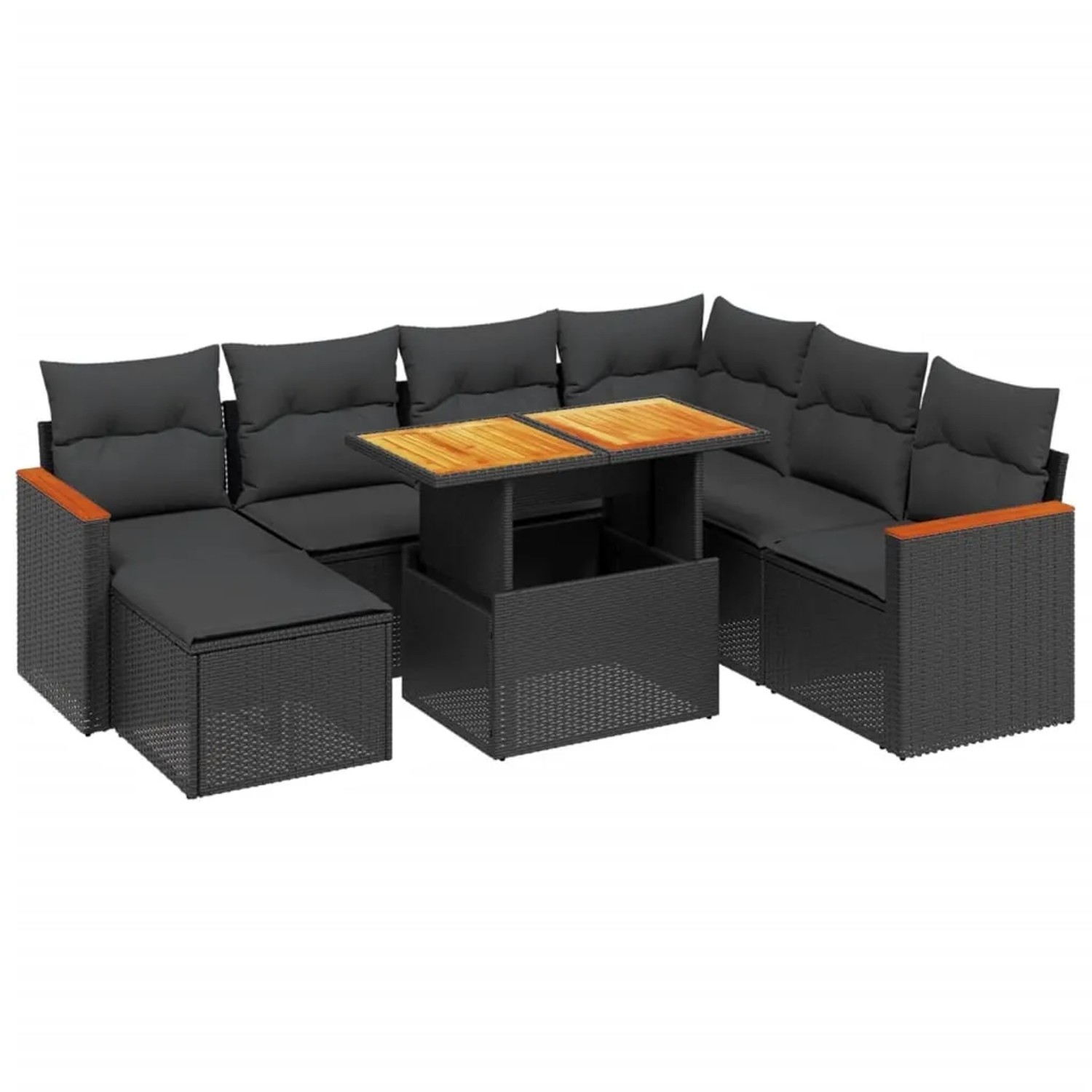vidaXL 8-Tlg Garten-Sofagarnitur mit Kissen Schwarz Poly Rattan 3276051 günstig online kaufen