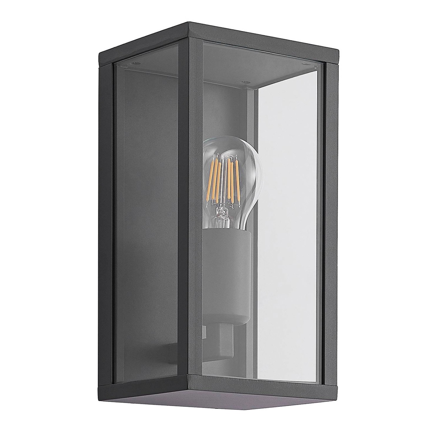 Lindby Wandleuchte Außen Peldar 9926023 Spritzwassergeschützt Modern in Schwarz aus Aluminium 1-flammig E27