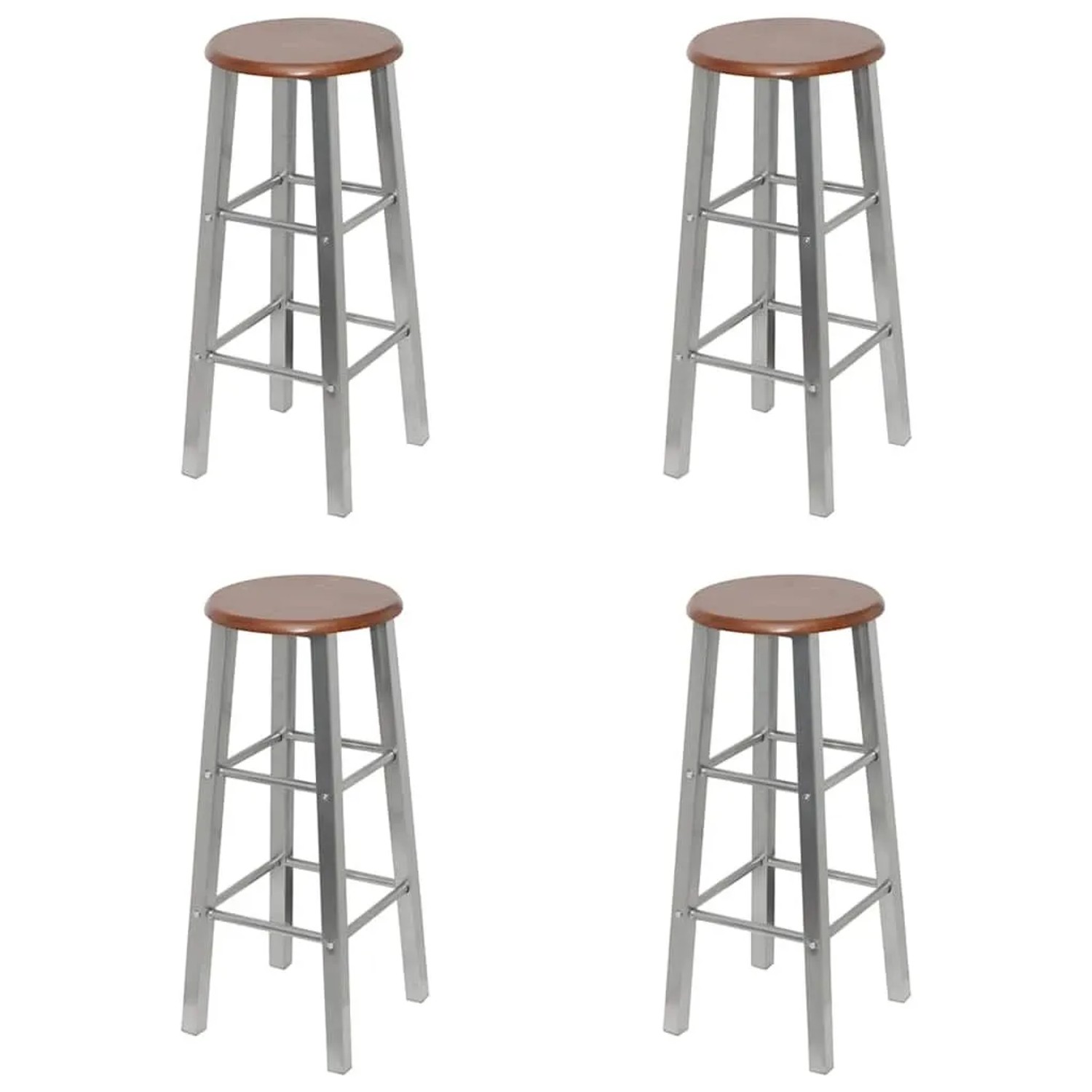 vidaXL Barhocker 4 Stk Silbern und Braun MDF 277174