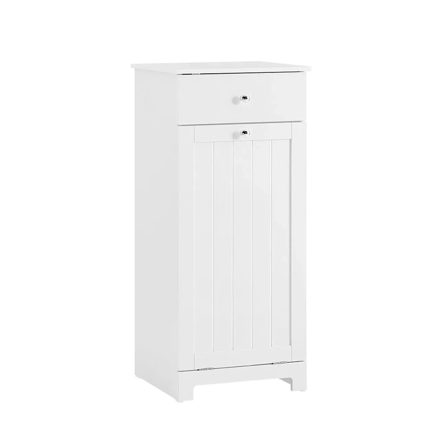 SoBuy Wäscheschrank mit Schublade Badezimmerschrank mit Wäschekorb 40x90x38cm Weiß BZR21-II-W