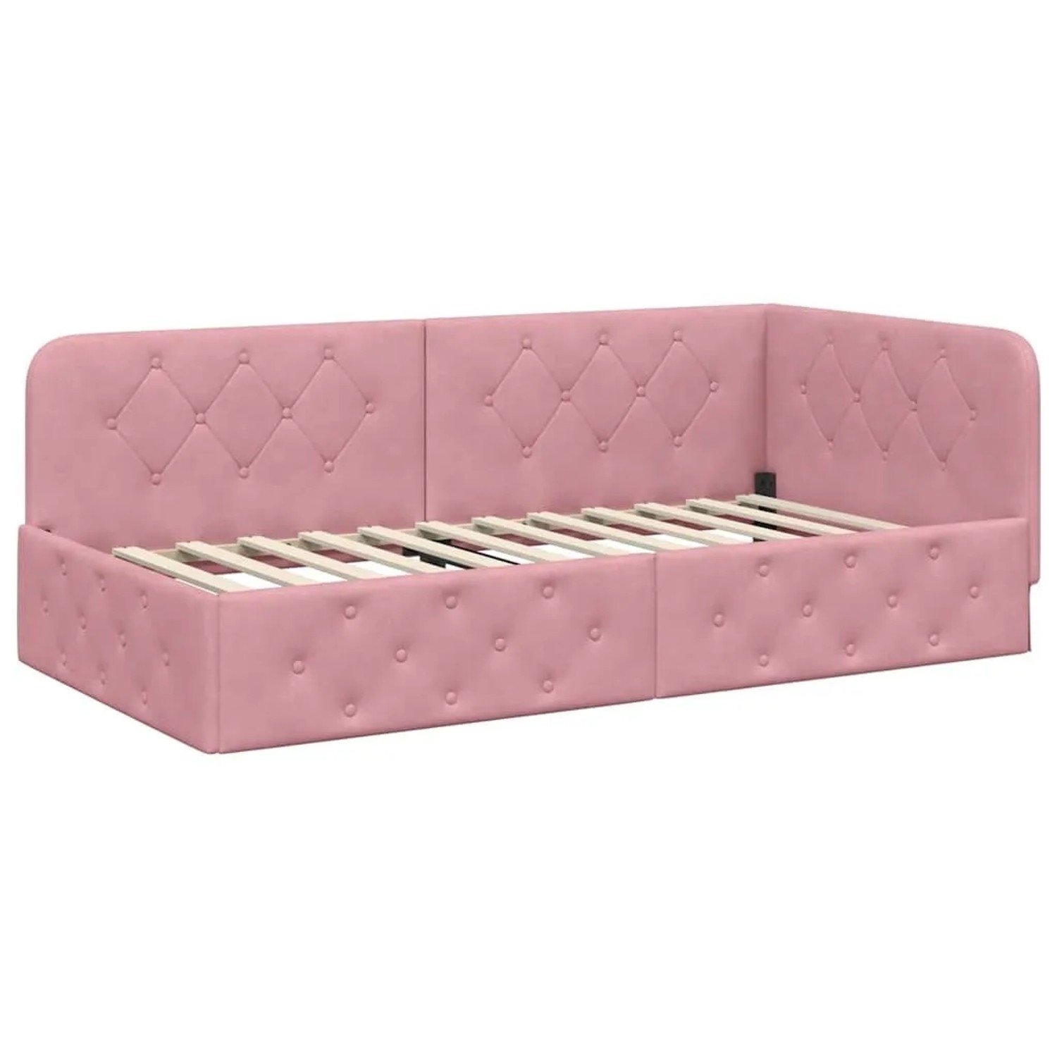 vidaXL Eckbettgestell mit Kopfteil Rosa 100 x 200 cm Samt 42016546 günstig online kaufen