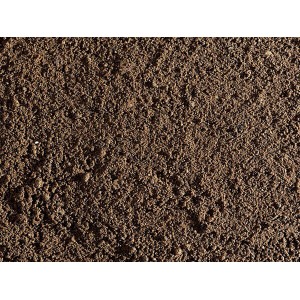 Nahaufnahme von Scherf Rasenerde, braune Erde für Rasenreparatur und -neuanlage im Big-Bag.