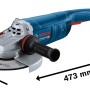 Bosch Professional GWS 22-230 P Winkelschleifer im Karton, blau/silber mit Zusatzhandgriff.