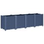 Blaugrauer vidaXL Pflanzkübel (160x40x53 cm) mit Rattan-Optik.