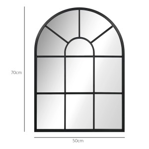 HOMCOM Wandspiegel im Fensterdesign, 70x50 cm, mit schwarzem Metallrahmen.
