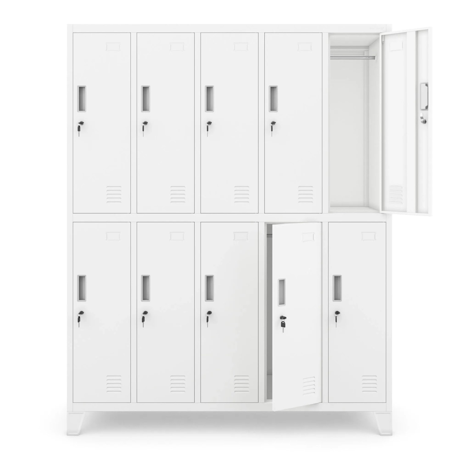 Jan Nowak Metallspind Umkleideschrank 10 Fächer 136x172x45 Cm Mit Belüftung Und Zylinderschlössern Weiß_9