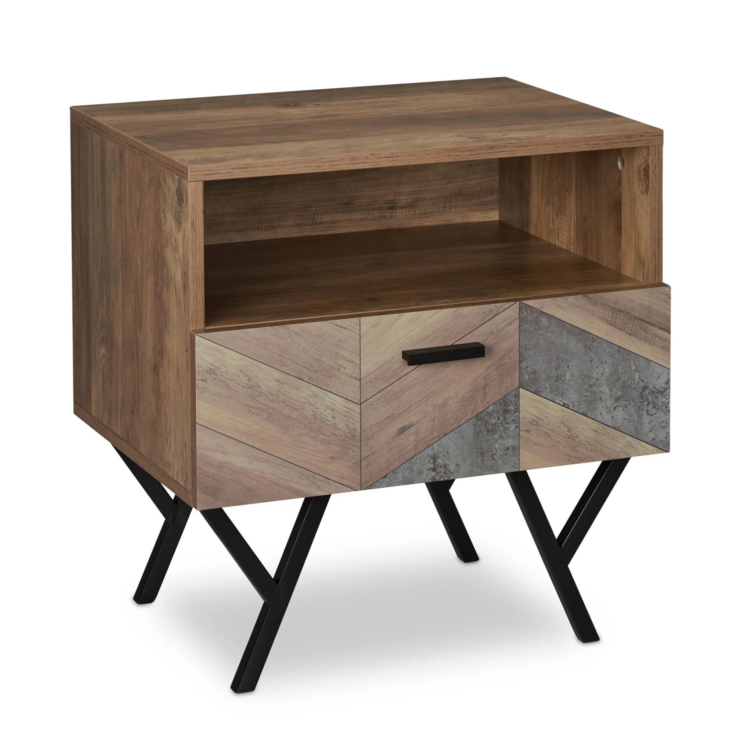 Relaxdays Nachttisch MDF Braun Schwarz Mit Schublade 53 cm x 50 cm x 42 cm