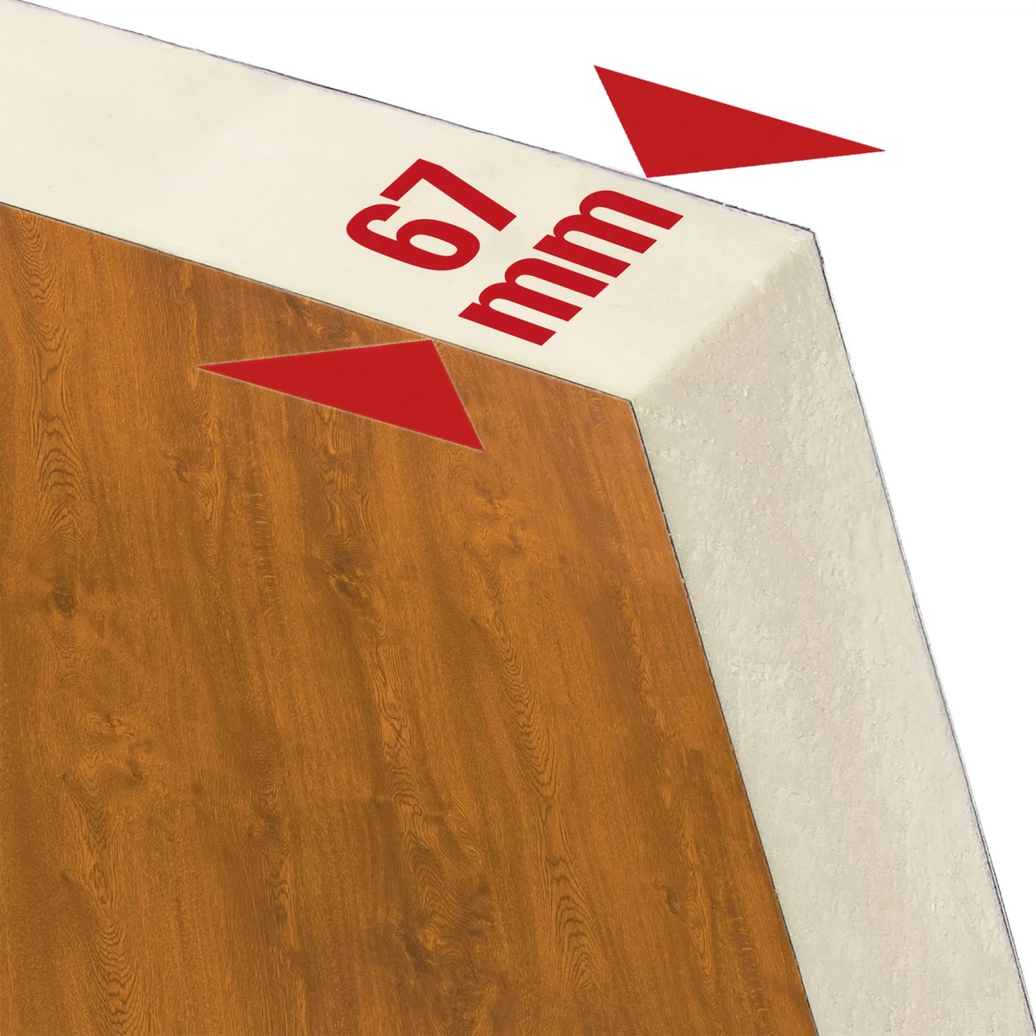 Detailaufnahme Splendoor Haustür Berlin Prime: 67 mm Bautiefe des Türblatts in Golden Oak.