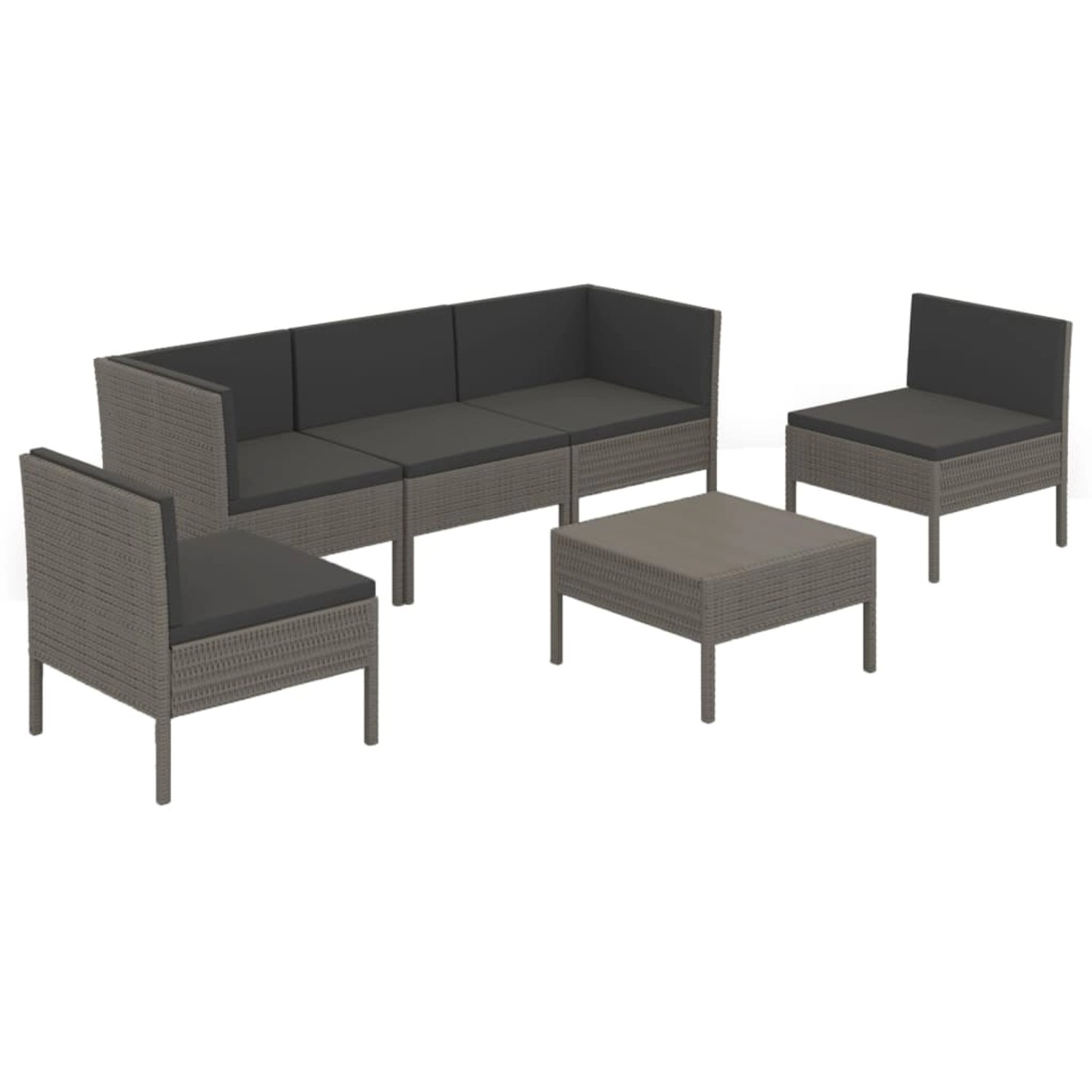 vidaXL 6-tlg Garten-Lounge-Set mit Auflagen Poly Rattan Grau Modell 24