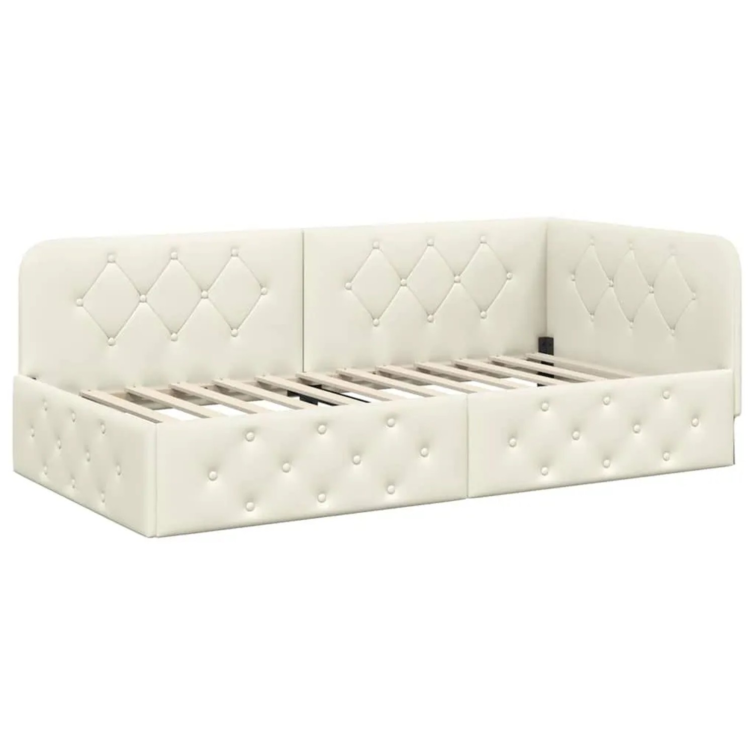 vidaXL Eckbettgestell mit Kopfteil Creme 90 x 200 cm Samt 42016540 günstig online kaufen