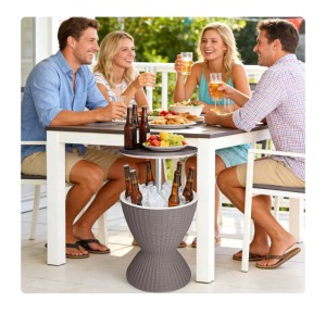 Relaxdays Beistelltisch Polypropylen Aluminium Beige Höhenverstellbar mit Kühlfunktion 30 L 57 cm x 48,5 cm