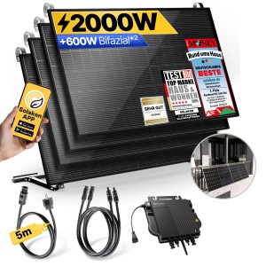 Solakon Balkonkraftwerk 2000W Solaranlage mit Balkonhalterung Steckerfertig Komplettset Photovoltaik 800W Kabellänge 5m