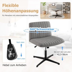 Costway Drehstuhl Ohne Armlehnen Höhenverstellbar Wippfunktion Grau