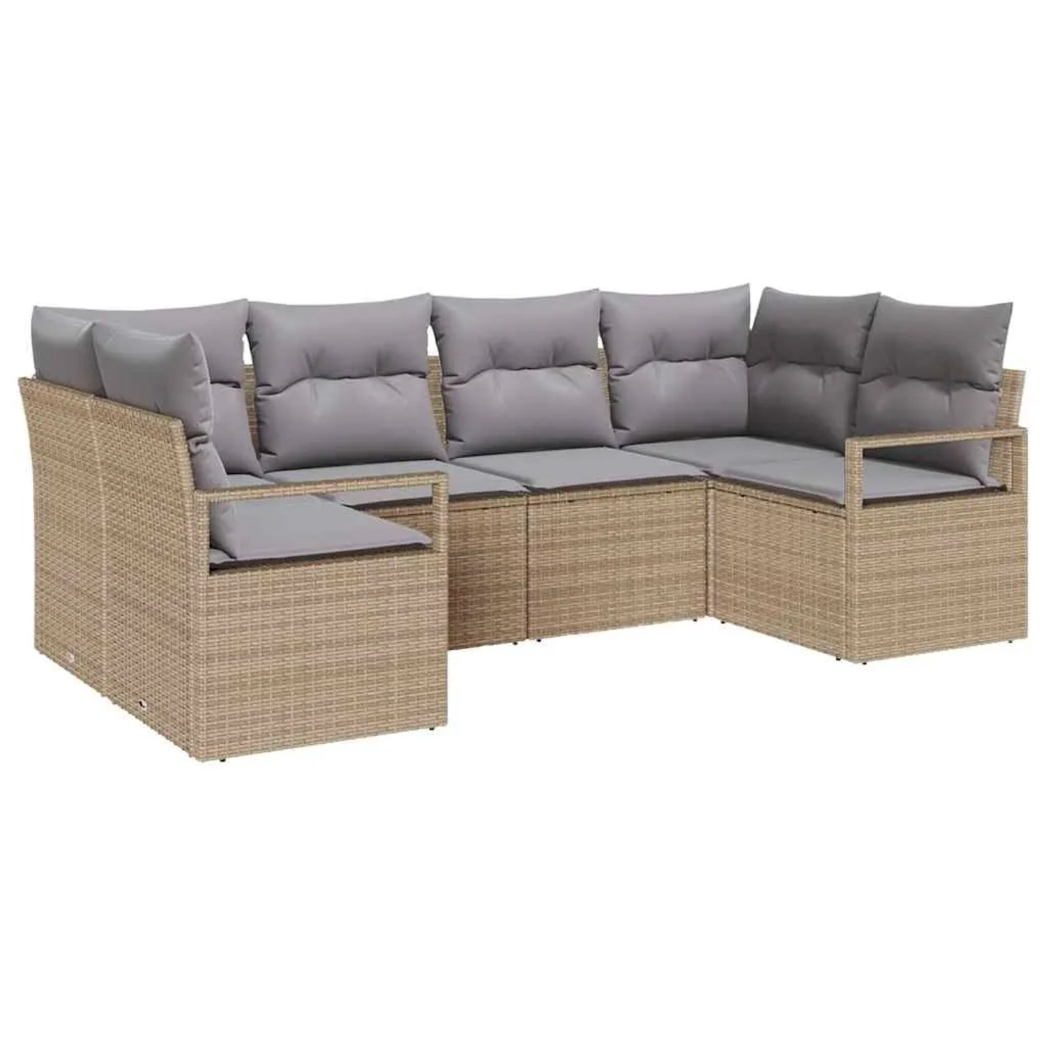 vidaXL Gartensofa-Set mit Kissen 6 Stk Beige und Hellgrau Poly-Rattan 33551 günstig online kaufen