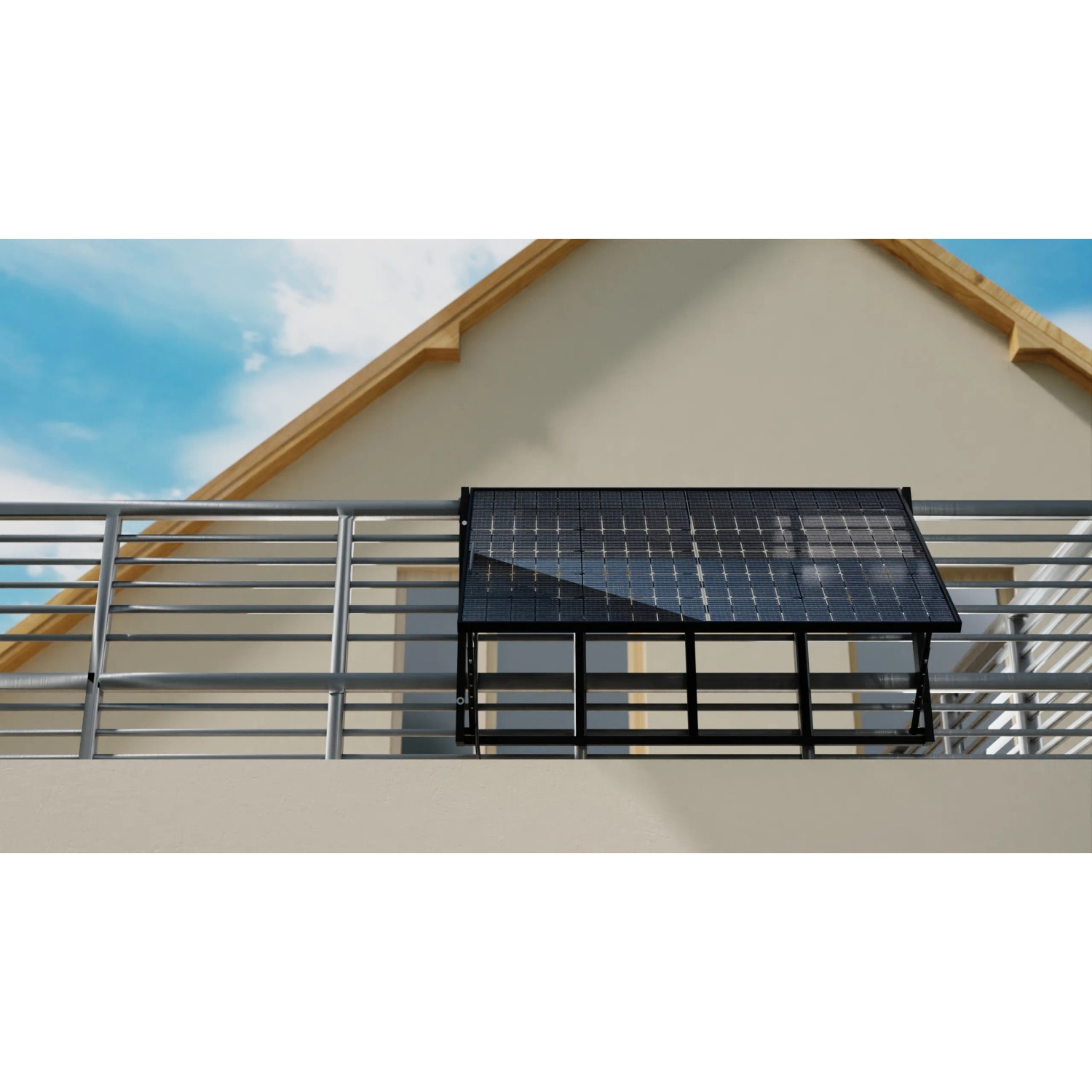 Hepa Solar Geländer-Set zur Montage eines Balkonkraftwerks am Geländer.