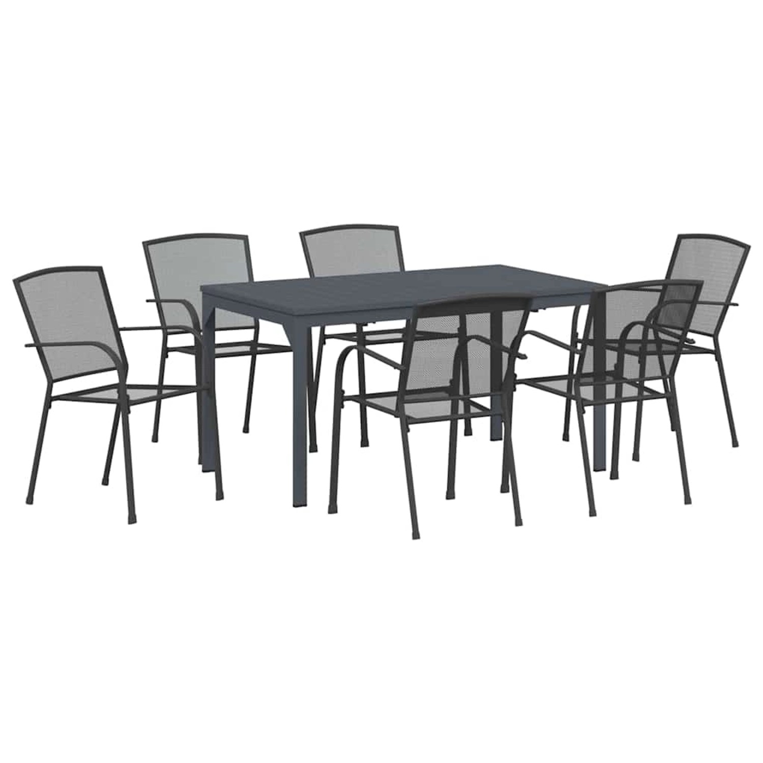 vidaXL Garten Essgruppe 7-Tlg Anthrazit Stahl 3378812 günstig online kaufen