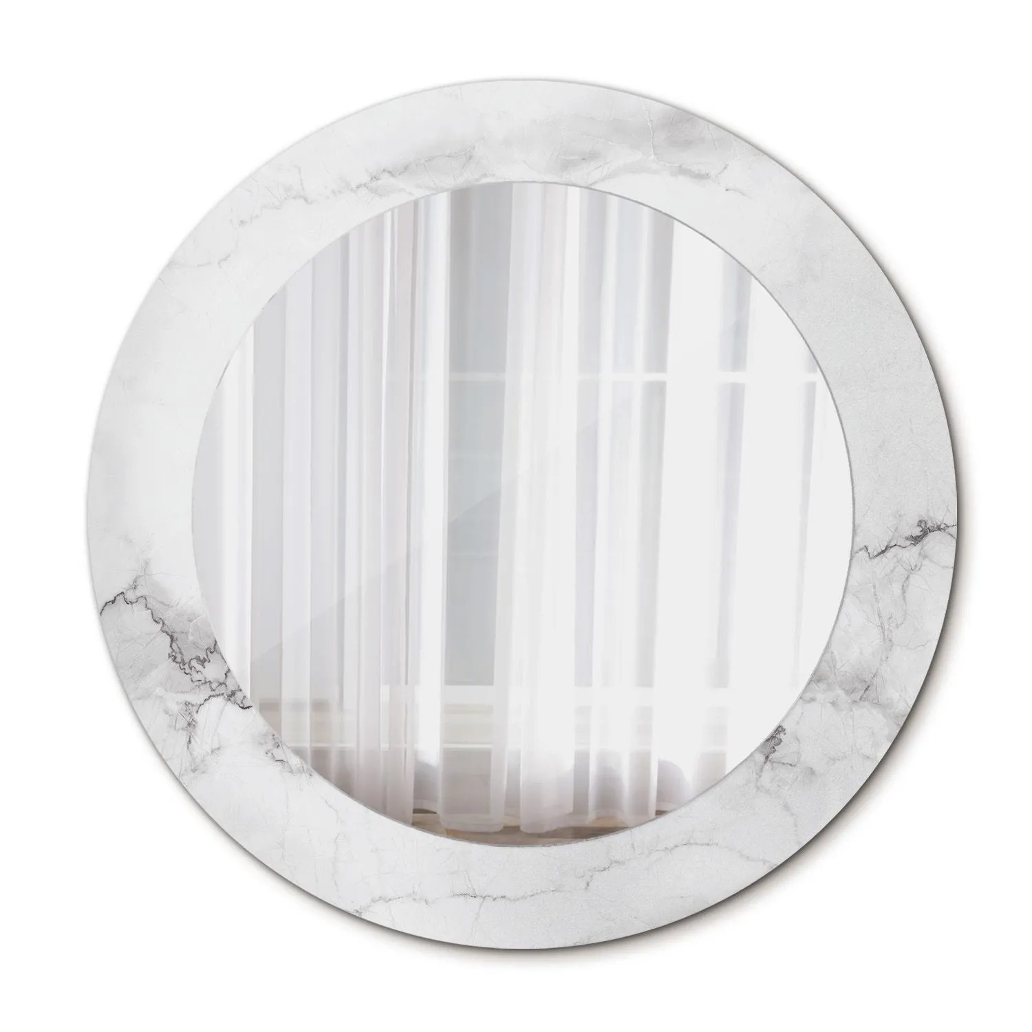 Tulup Bedruckte Spiegel Weißer Marmor 60x60 cm Runder Spiegel mit Dekoratio günstig online kaufen