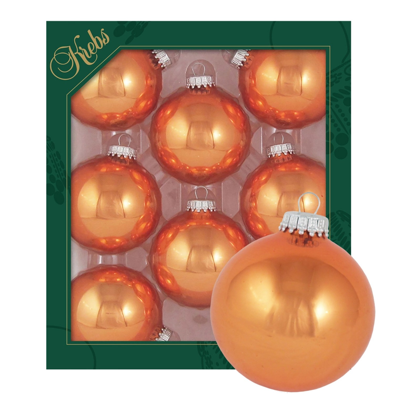 Krebs Glas Lauscha Weihnachtskugeln Uni-Design Isabella Orange 7cm