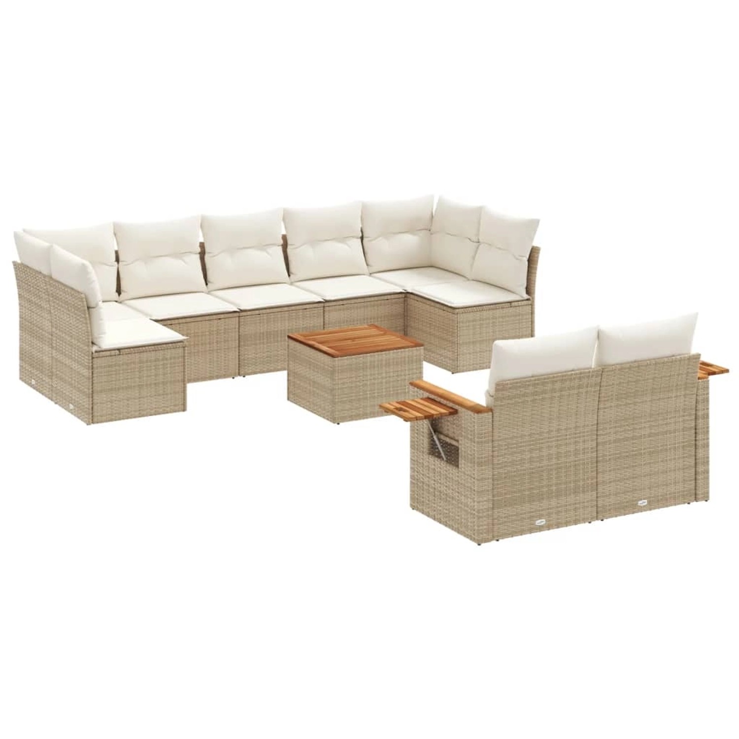vidaXL 10-Tlg Garten-Sofagarnitur mit Kissen Beige Poly Rattan 3259538 günstig online kaufen
