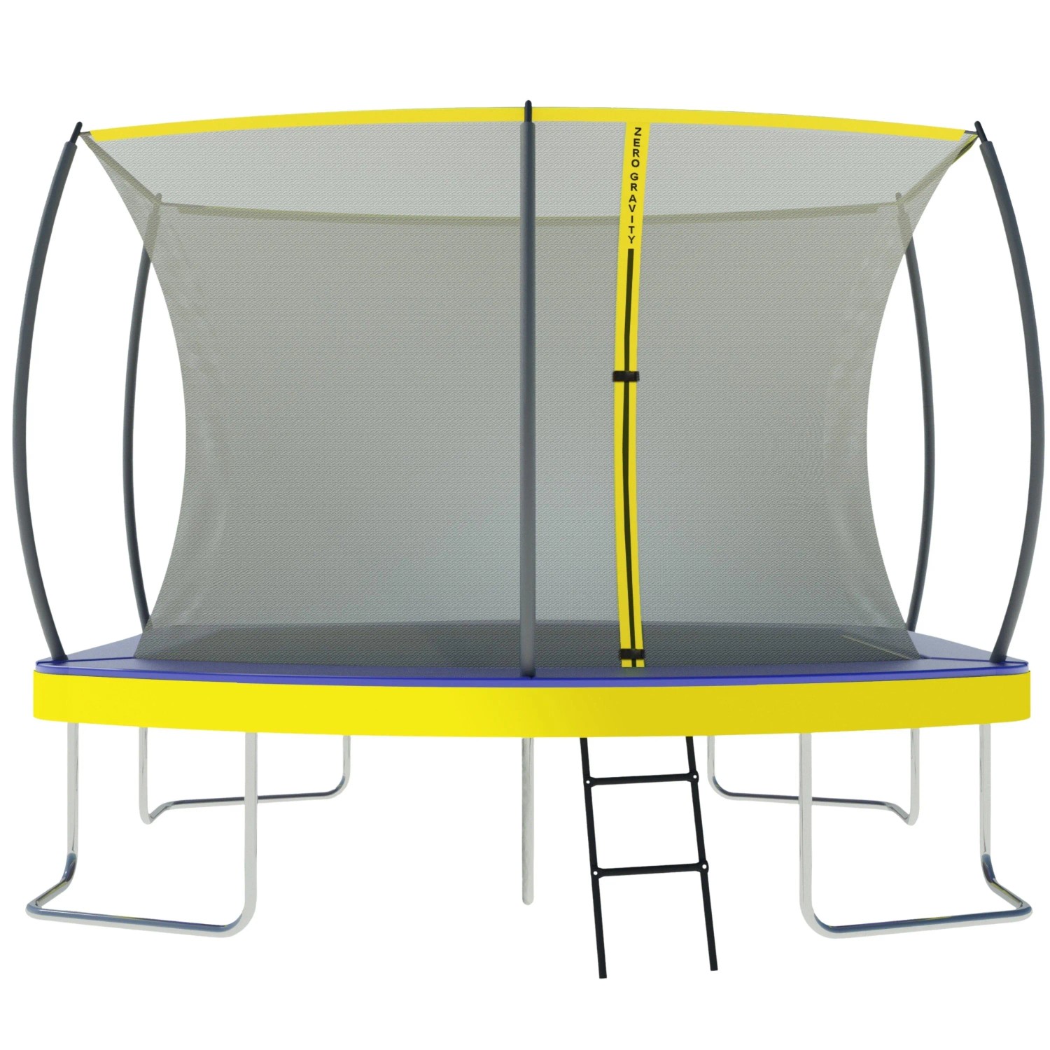 Zero Gravity Trampolin ø 305x213 cm - TÜV GS - Smartes Klappnetz - Inkl. Leiter & Bodenanker - Oval