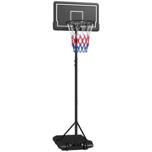 Schwarzer SPORTNOW Basketballständer aus Stahl, höhenverstellbar, mit mobiler Basis für Outdoor-Spiel & Spaß.