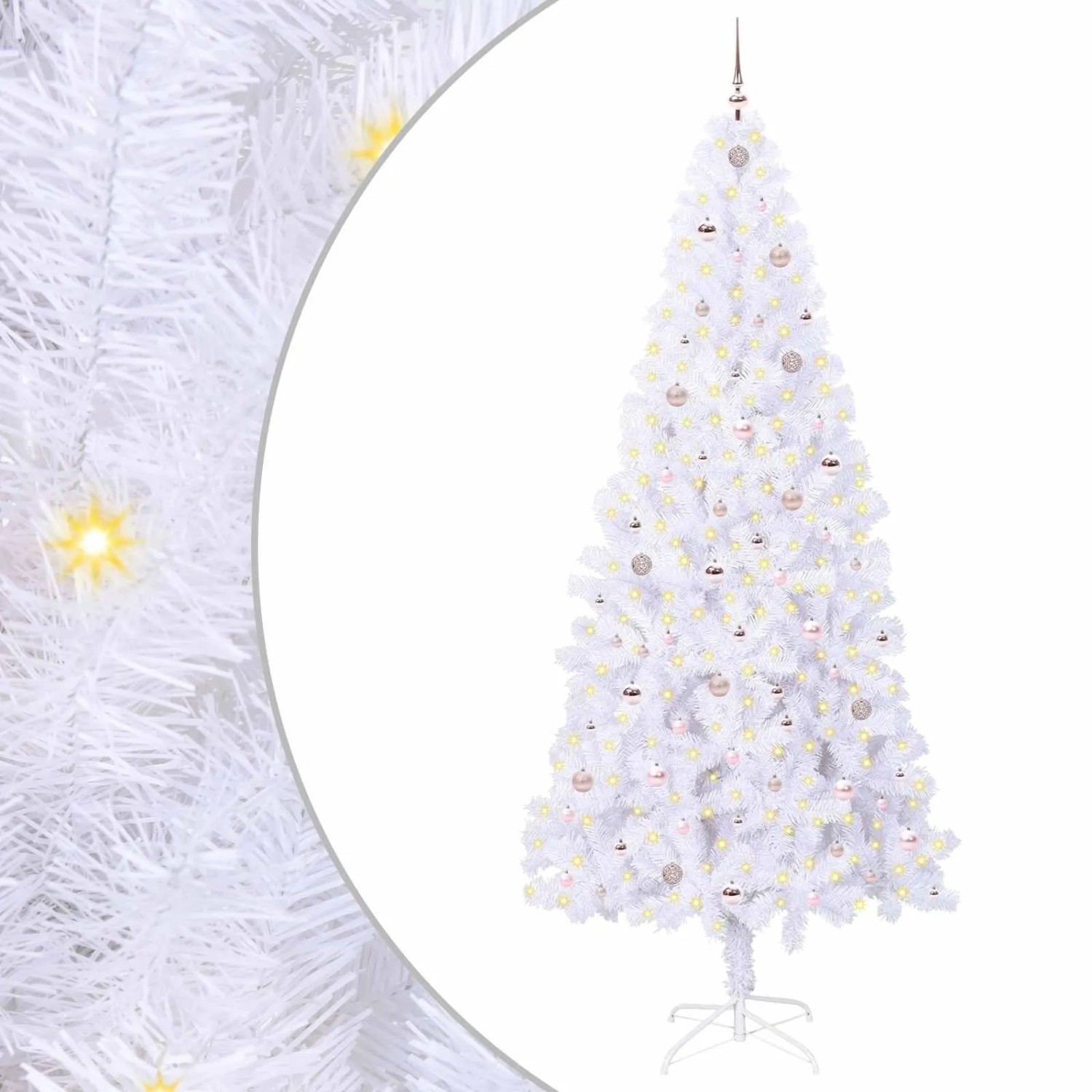 vidaXL Künstlicher Weihnachtsbaum Weiß 240 cm PVC und Stahl 3426677