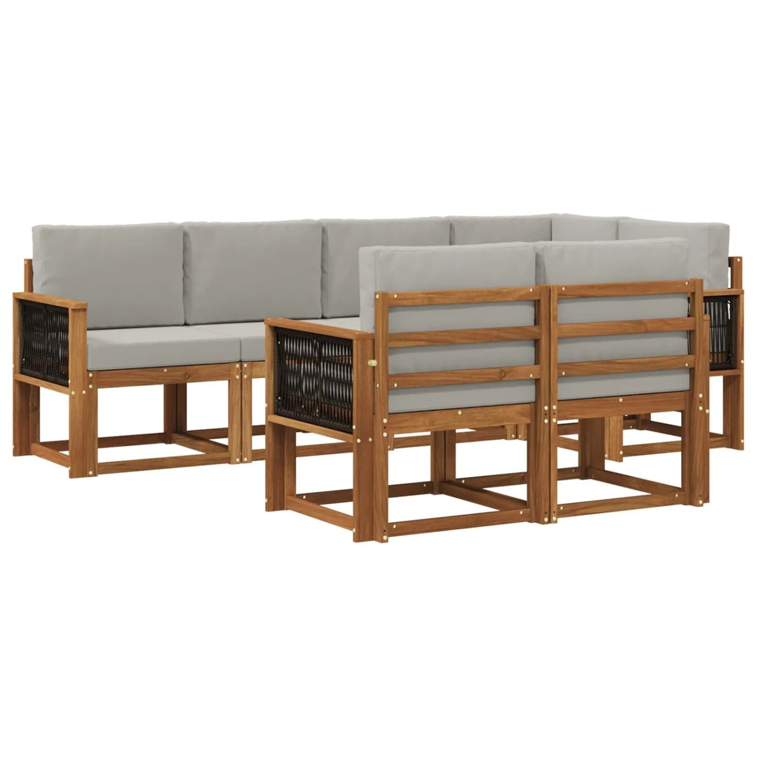 vidaXL Outdoor-Sofagarnitur 7 Stk Natur und Hellgrau Polyester 3385292