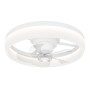 Weißer Eglo LED-Deckenventilator Castaic mit transparenten Flügeln und integrierter Beleuchtung, Ø 50 cm.