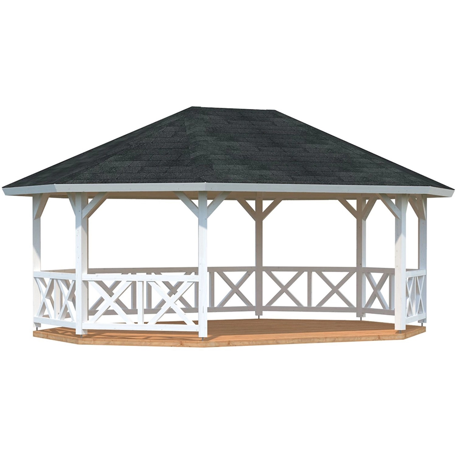 Palmako Pavillon Betty 25,0 m² Weiß Grundiert 615 cm x 551 cm