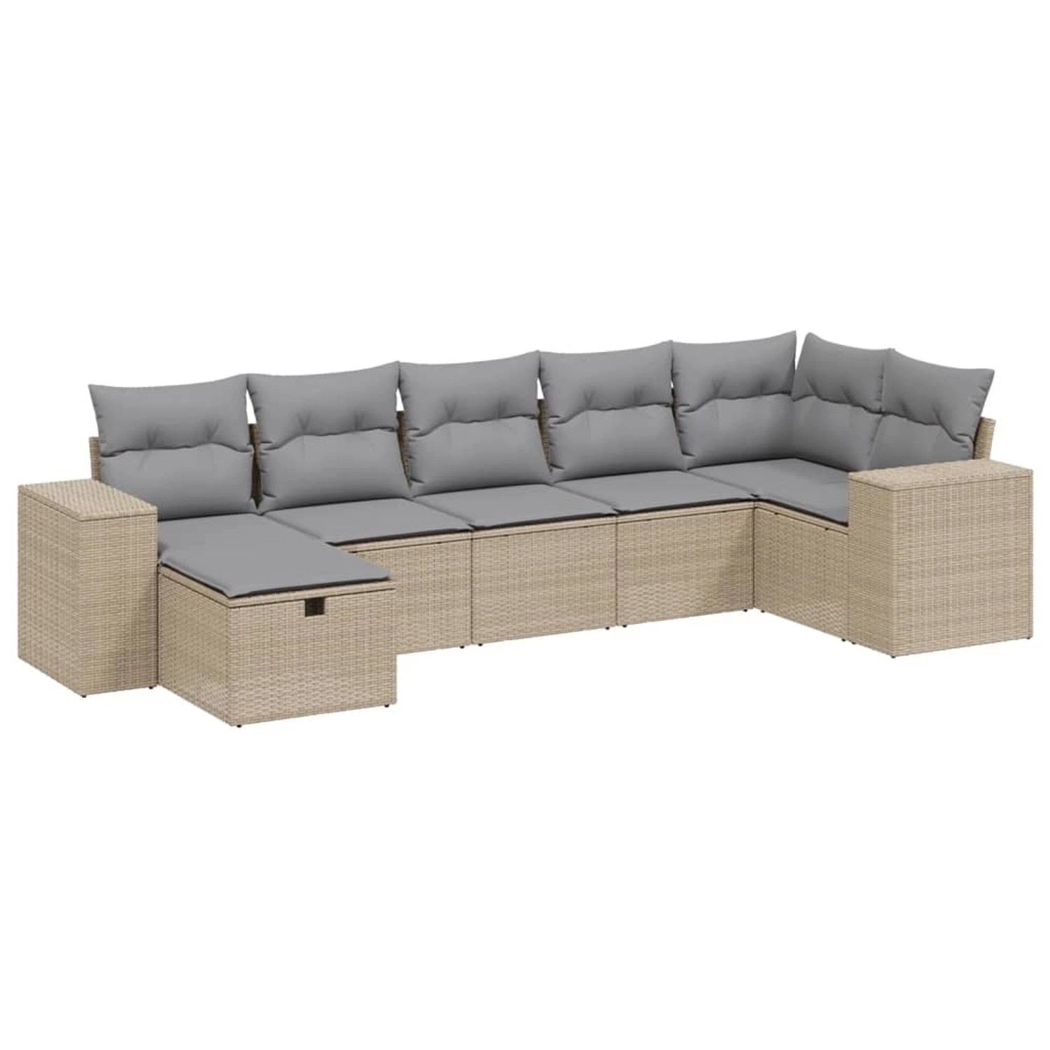 vidaXL 7-tlg Garten-Sofagarnitur mit Kissen Beige Poly Rattan Modell 247 günstig online kaufen