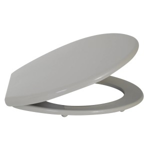 Grauer MSV WC-Sitz aus Kunststoff mit Kunststoffscharnieren, 45x37x5,6 cm.