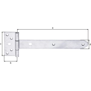 Kreuzgehänge aus Edelstahl, 242 mm, für Kistendeckel und leichte Tore.