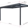 Terrassenüberdachung Premium Bausatz, 410x306 cm, Anthrazit, mit Maßangaben.