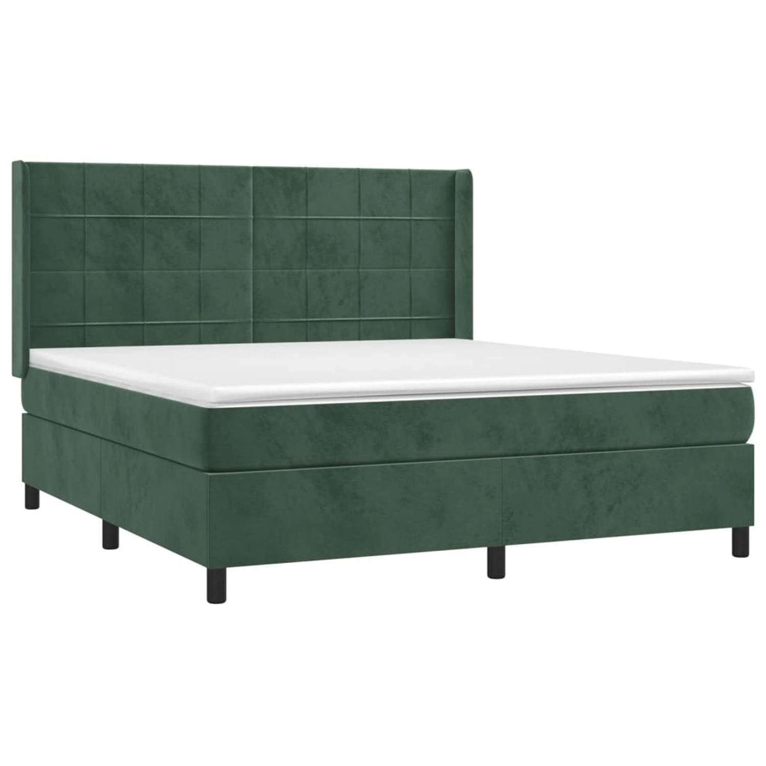 vidaXL Boxspringbett mit Matratze & LED Dunkelgrün 160x200 cm Samt 3139574 günstig online kaufen