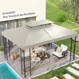 Outsunny Ersatzdach, cremeweiß, 3x4m, für Pavillon. Sonnenschutz für Garten & Terrasse.