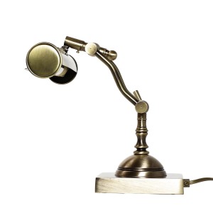Verstellbare Schreibtischlampe im Jugendstil aus massivem Messing, 26 cm hoch.