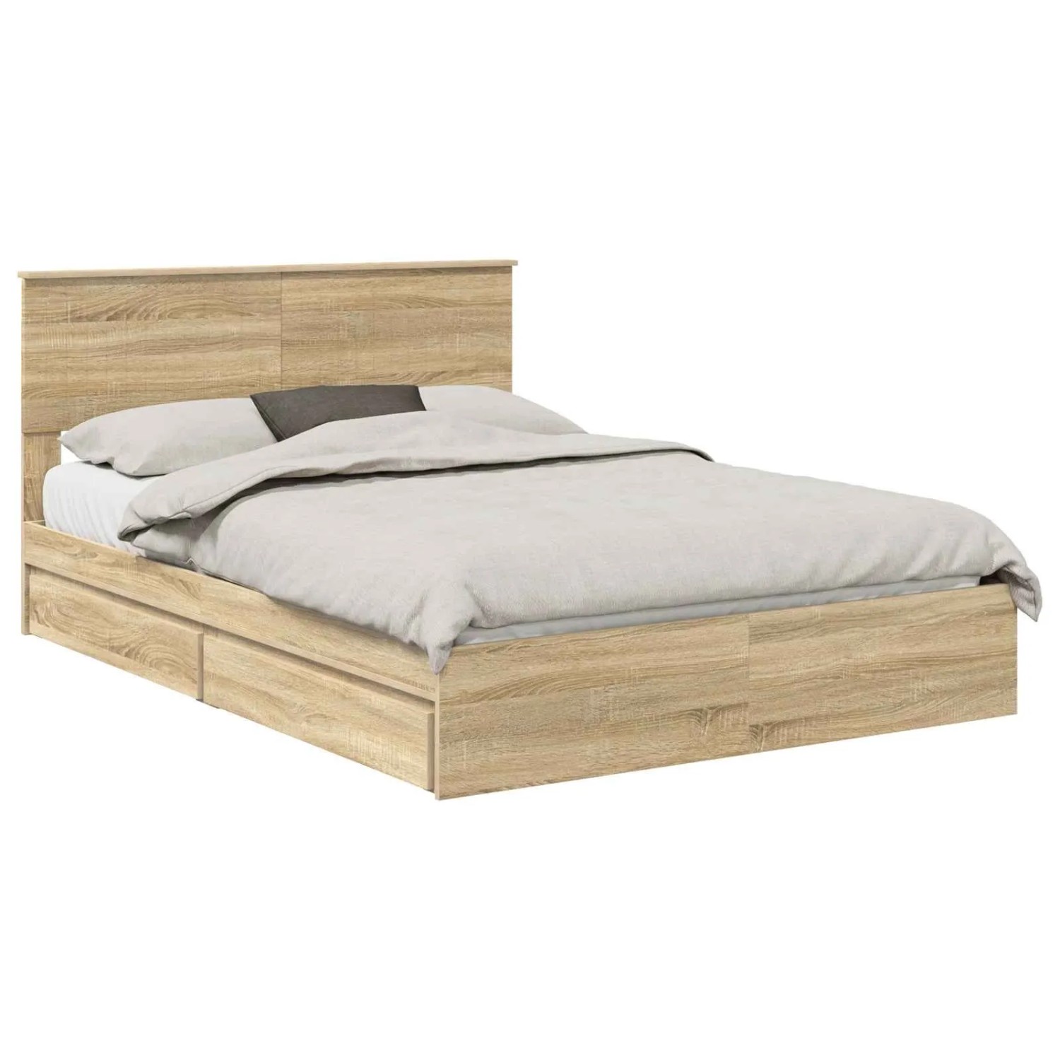 vidaXL Stauraumbett Sonoma-Eiche 135 x 190 cm Holzwerkstoff 3410807 günstig online kaufen