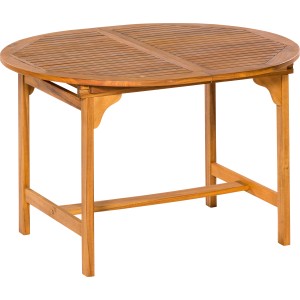 Ovaler, ausziehbarer Gartentisch aus Holz, braun, 170x100 cm. Ideal für Garten & Terrasse.