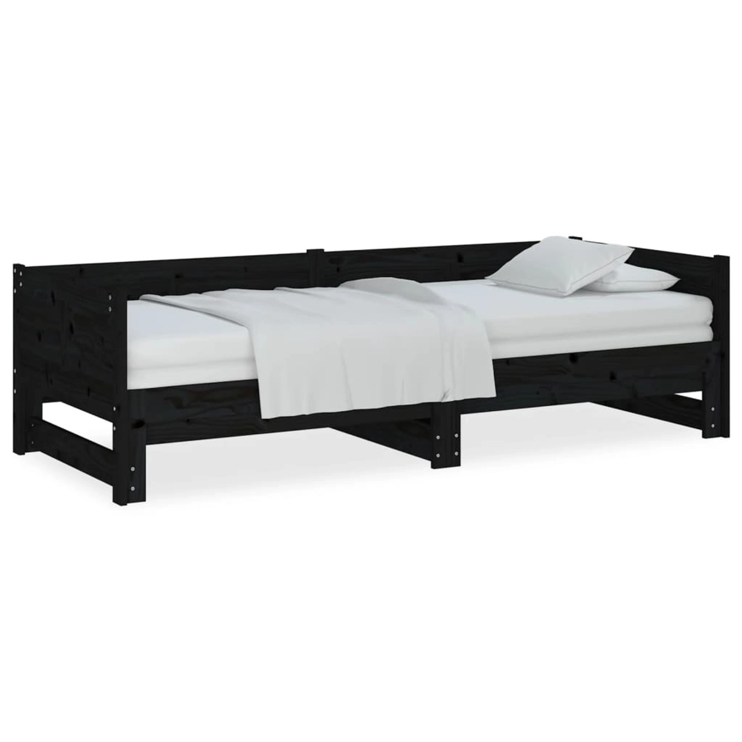 vidaXL Ausziehbares Tagesbett Schwarz Massivholz Kiefer 2x(90x200) cm127977 günstig online kaufen