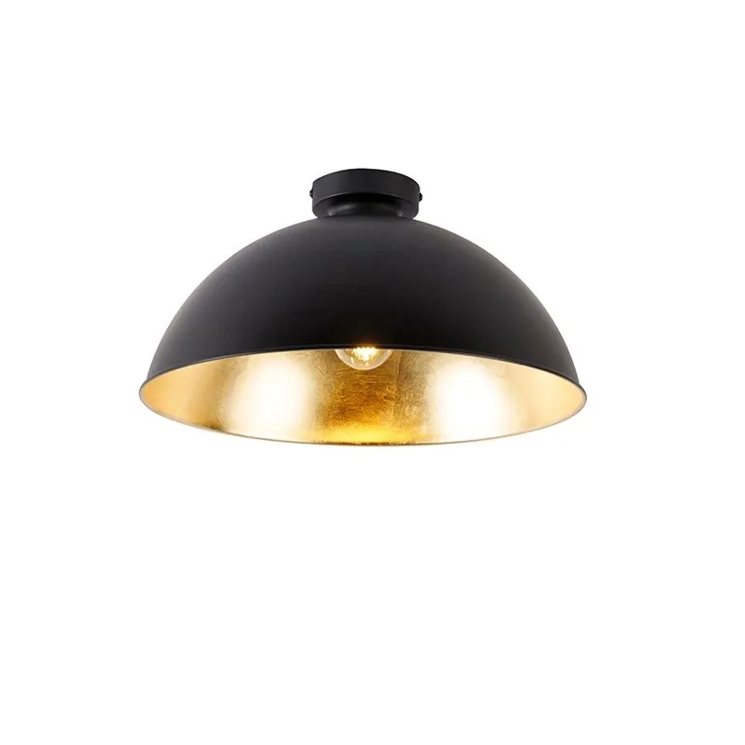 QAZQA Deckenleuchte Schwarz mit Gold 42 cm Verstellbar Magnax