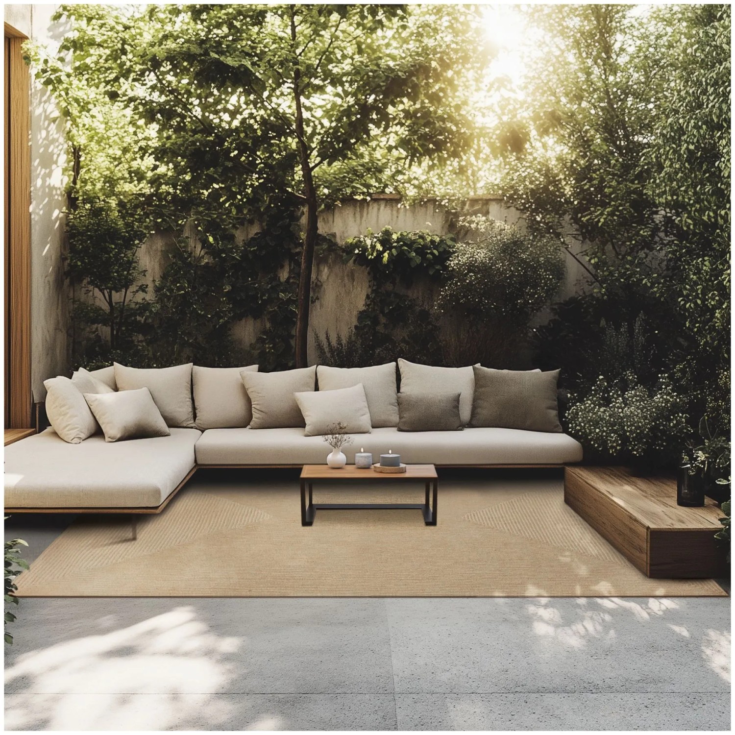 Tectake Geflochtener Teppich Vibe Verschiedene Größen Boho Stil  Für In  und Outdoor 200 x 290 cm 290 x 200 x 0 50 cm Braun