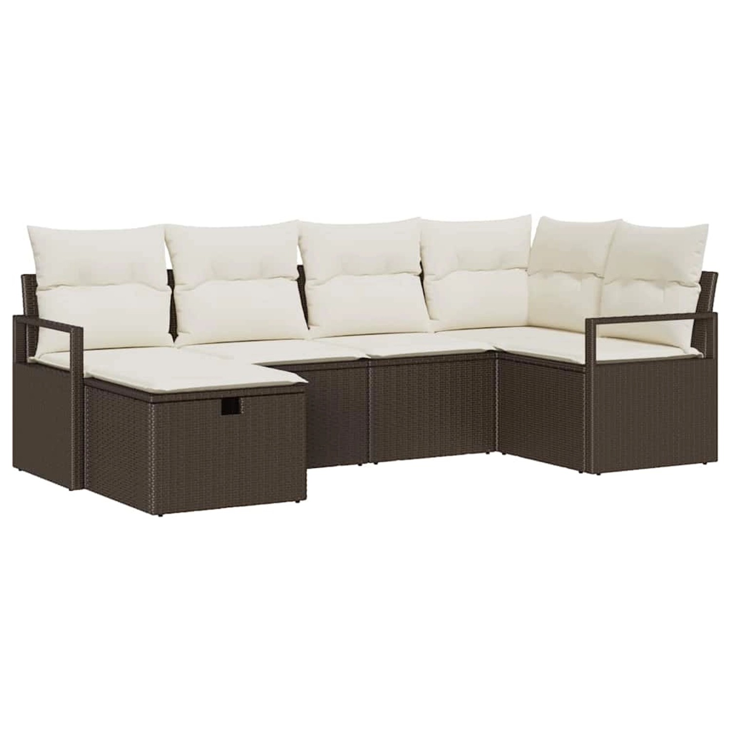 vidaXL Garten-Sofa-Set mit Kissen mit Speicher 6-Tlg Braun Poly Rattan 3360 günstig online kaufen