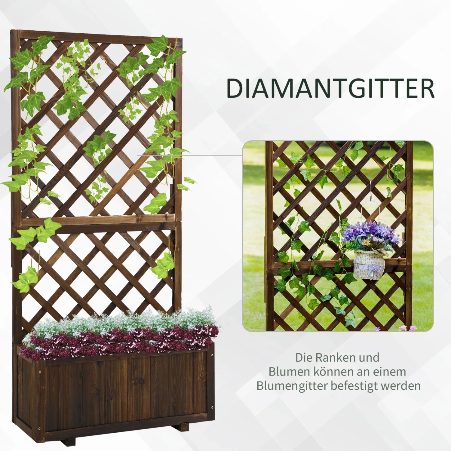 Outsunny Garten-Bett Tannenholz Braun 72,5L x 31,5B x 149,5H cm_4