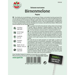 Sperli Birnenmelone Pepino Samen, birnenförmige Früchte für Kübel und Ampeln.