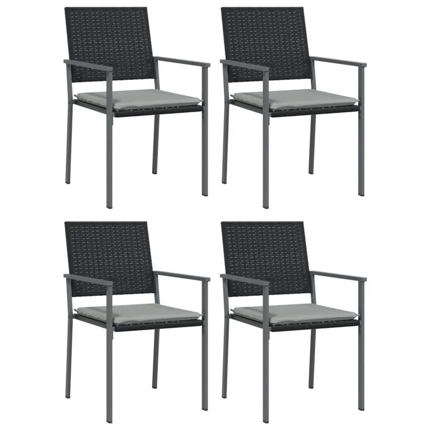 vidaXL Gartenstühle mit Kissen 4 Stk Schwarz 54x62,5x89cm Poly Rattan 31870 günstig online kaufen