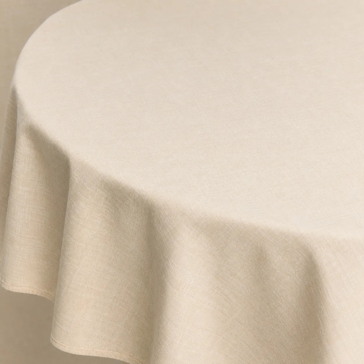 PXloue Runde Tischdecke Leinen 140 Beige