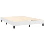 Weißes vidaXL Boxspringbett 140x200 cm mit Lattenrost. Bettrahmen aus Kunstleder mit schwarzen Füßen.
